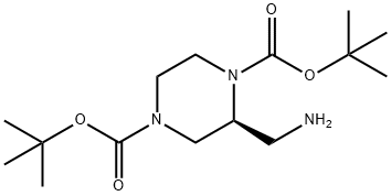 1,4-Piperazinedicarboxylic acid, 2-(aminomethyl)-, 1,4-bis(1,1-dimethylethyl) ester, (2S)- Structure