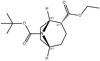 8-Azabicyclo[3.2.1]octane-2,8-dicarboxylic acid, 8-(1,1-dimethylethyl) 2-ethyl ester, (1R,2R,5R)-rel- Structure