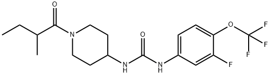 Urea, N-[3-fluoro-4-(trifluoromethoxy)phenyl]-N'-[1-(2-methyl-1-oxobutyl)-4-piperidinyl]- Structure