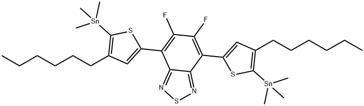 2,1,3-Benzothiadiazole, 5,6-difluoro-4,7-bis[4-hexyl-5-(trimethylstannyl)-2-thienyl]- 구조식 이미지