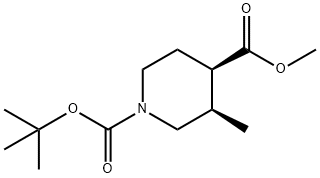 1,4-Piperidinedicarboxylic acid, 3-methyl-, 1-(1,1-dimethylethyl) 4-methyl ester, (3R,4R)- Structure