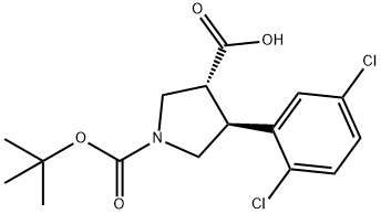 (3R,4S)-1-(tert-butoxycarbonyl)-4-(2,5-dichlorophenyl)-3-pyrrolidinecarboxylic acid Structure