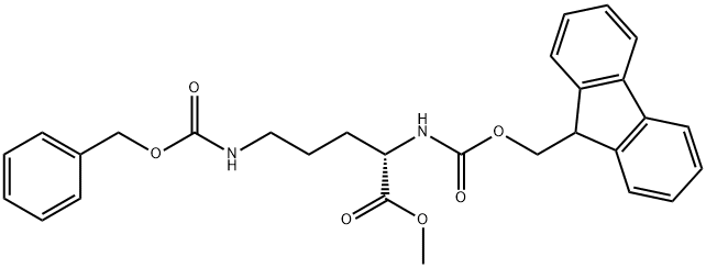 L-Ornithine, N2-[(9H-fluoren-9-ylmethoxy)carbonyl]-N5-[(phenylmethoxy)carbonyl]-, methyl ester Structure
