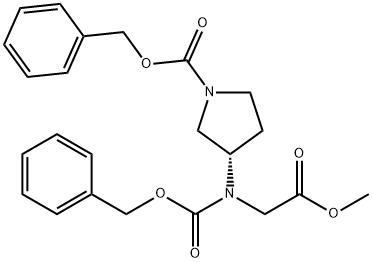 1-Pyrrolidinecarboxylic acid, 3-[(2-methoxy-2-oxoethyl)[(phenylmethoxy)carbonyl]amino]-, phenylmethyl ester, (3S)- Structure