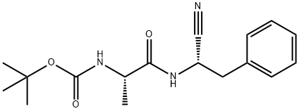 Carbamic acid, N-[(1S)-2-[[(1S)-1-cyano-2-phenylethyl]amino]-1-methyl-2-oxoethyl]-, 1,1-dimethylethyl ester Structure