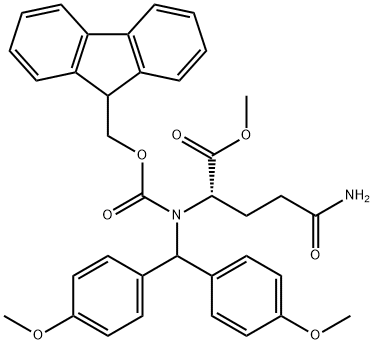 L-Glutamine, N-[bis(4-methoxyphenyl)methyl]-N2-[(9H-fluoren-9-ylmethoxy)carbonyl]-, methyl ester Structure