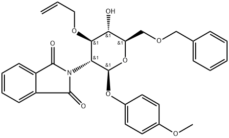 4-Methoxyphenyl 3-O-Allyl-6-O-benzyl-2-deoxy-2-phthalimido-beta-D-glucopyranoside 구조식 이미지