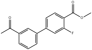 [1,1'-Biphenyl]-4-carboxylic acid, 3'-acetyl-3-fluoro-, methyl ester Structure