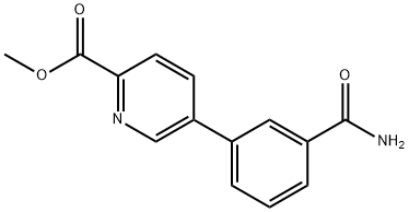 2-Pyridinecarboxylic acid, 5-[3-(aminocarbonyl)phenyl]-, methyl ester Structure