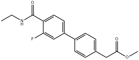 [1,1'-Biphenyl]-4-acetic acid, 4'-[(ethylamino)carbonyl]-3'-fluoro-, methyl ester Structure