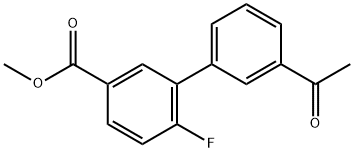 [1,1'-Biphenyl]-3-carboxylic acid, 3'-acetyl-6-fluoro-, methyl ester Structure