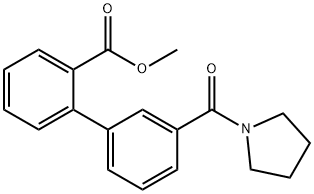 [1,1'-Biphenyl]-2-carboxylic acid, 3'-(1-pyrrolidinylcarbonyl)-, methyl ester Structure