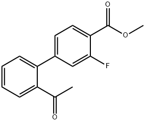 [1,1'-Biphenyl]-4-carboxylic acid, 2'-acetyl-3-fluoro-, methyl ester Structure