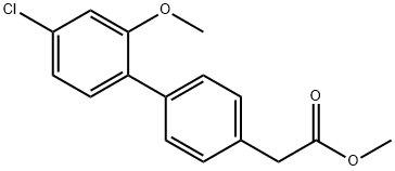 [1,1'-Biphenyl]-4-acetic acid, 4'-chloro-2'-methoxy-, methyl ester Structure