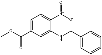 Benzoic acid, 4-nitro-3-[(phenylmethyl)amino]-, methyl ester Structure