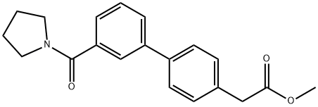 [1,1'-Biphenyl]-4-acetic acid, 3'-(1-pyrrolidinylcarbonyl)-, methyl ester Structure