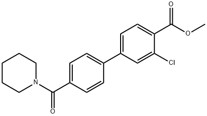 [1,1'-Biphenyl]-4-carboxylic acid, 3-chloro-4'-(1-piperidinylcarbonyl)-, methyl ester Structure