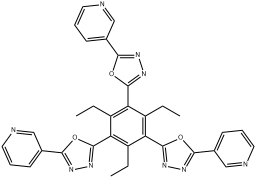 Pyridine,3,3',3''-[(2,4,6-triethyl-1,3,5-benzenetriyl)tris(1,3,4-oxadiazole-5,2-diyl)]tris- Structure