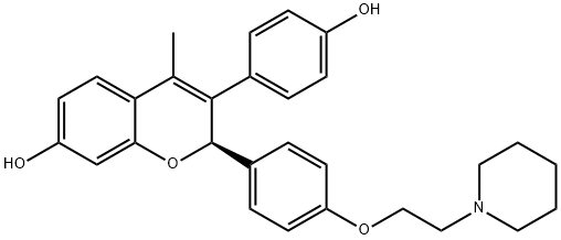 2H-1-Benzopyran-7-ol, 3-(4-hydroxyphenyl)-4-methyl-2-[4-[2-(1-piperidinyl)ethoxy]phenyl]-, (2R)- Structure