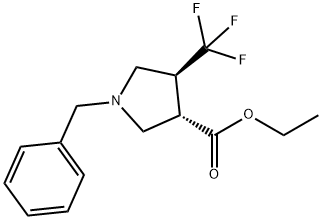 3-Pyrrolidinecarboxylic acid, 1-(phenylmethyl)-4-(trifluoromethyl)-, ethyl ester, (3S,4S)- Structure