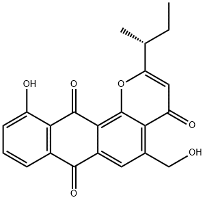 4H-Anthra[1,2-b]pyran-4,7,12-trione, 11-hydroxy-5-(hydroxymethyl)-2-[(1R)-1-methylpropyl]- Structure