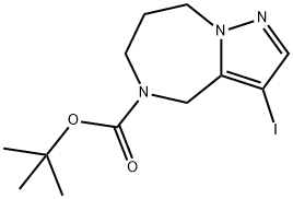 4H-Pyrazolo[1,5-a][1,4]diazepine-5(6H)-carboxylic acid, 7,8-dihydro-3-iodo-, 1,1-dimethylethyl ester Structure