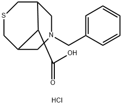 3-Thia-7-azabicyclo[3.3.1]nonane-9-carboxylic acid, 7-(phenylmethyl)-, hydrochloride (1:1) 구조식 이미지