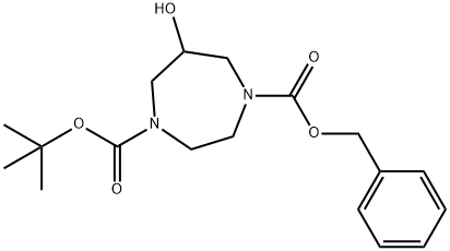 1H-1,4-Diazepine-1,4(5H)-dicarboxylic acid, tetrahydro-6-hydroxy-, 1-(1,1-dimethylethyl) 4-(phenylmethyl) ester Structure