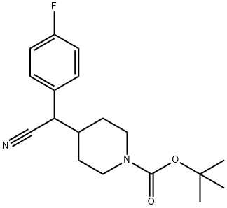 1-Piperidinecarboxylic acid, 4-[cyano(4-fluorophenyl)methyl]-, 1,1-dimethylethyl ester Structure