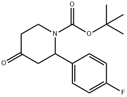 1-Piperidinecarboxylic acid, 2-(4-fluorophenyl)-4-oxo-, 1,1-dimethylethyl ester Structure
