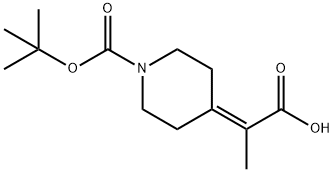 2-{1-[(tert-Butoxy)carbonyl]piperidin-4-ylidene}propanoic acid 구조식 이미지