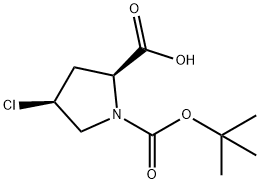 1,2-Pyrrolidinedicarboxylic acid, 4-chloro-, 1-(1,1-dimethylethyl) ester, (2S,4S)- Structure