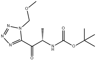 Carbamic acid, N-[(1S)-2-[1-(methoxymethyl)-1H-tetrazol-5-yl]-1-methyl-2-oxoethyl]-, 1,1-dimethylethyl ester Structure