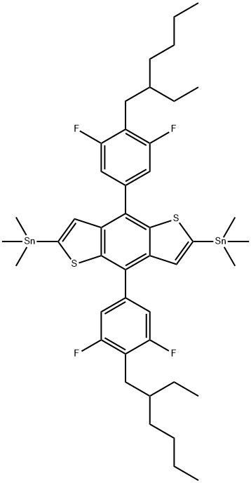 1,1′-[4,8-BIS[4-(2-ETHYLHEXYL)-3,5-DIFLUOROPHENYL]BENZO[1,2-B:4,5-B′]DITHIOPHENE-2,6-DIYL]BIS[1,1,1-TRIMETHYLSTANNANE] Structure