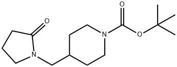 1-Piperidinecarboxylic acid, 4-[(2-oxo-1-pyrrolidinyl)methyl]-, 1,1-dimethylethyl ester 구조식 이미지