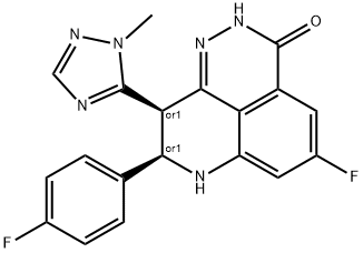 3H-Pyrido[4,3,2-de]phthalazin-3-one, 5-fluoro-8-(4-fluorophenyl)-2,7,8,9-tetrahydro-9-(1-methyl-1H-1,2,4-triazol-5-yl)-, (8R,9R)-rel- Structure