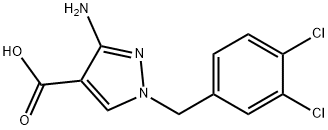 3-amino-1-(3,4-dichlorobenzyl)-1H-pyrazole-4-carboxylic acid 구조식 이미지