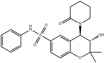 2H-1-Benzopyran-6-sulfonamide, 3,4-dihydro-3-hydroxy-2,2-dimethyl-4-(2-oxo-1-piperidinyl)-N-phenyl-, (3S,4R)- Structure