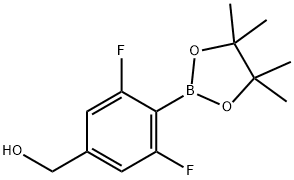 Benzenemethanol, 3,5-difluoro-4-(4,4,5,5-tetramethyl-1,3,2-dioxaborolan-2-yl)- 구조식 이미지