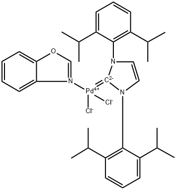 Palladium, (benzoxazole-κN3)[1,3-bis[2,6-bis(1-methylethyl)phenyl]-1,3-dihydro-2H-imidazol-2-ylidene]dichloro-, (SP-4-1)- Structure