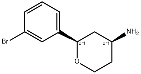 2H-Pyran-4-amine, 2-(3-bromophenyl)tetrahydro-, (2R,4S)-rel- Structure