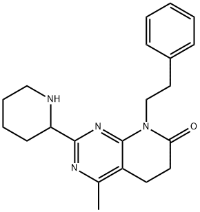 Pyrido[2,3-d]pyrimidin-7(6H)-one, 5,8-dihydro-4-methyl-8-(2-phenylethyl)-2-(2-piperidinyl)- Structure