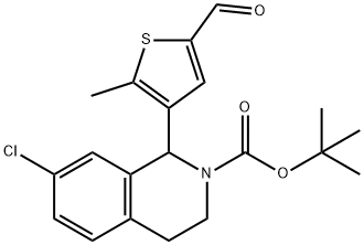 2(1H)-Isoquinolinecarboxylic acid, 7-chloro-1-(5-formyl-2-methyl-3-thienyl)-3,4-dihydro-, 1,1-dimethylethyl ester Structure