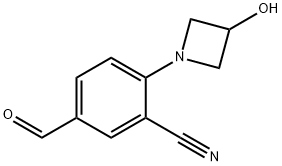 Benzonitrile, 5-formyl-2-(3-hydroxy-1-azetidinyl)- Structure