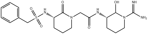 1-Piperidineacetamide, N-[(3S)-1-(aminoiminomethyl)-2-hydroxy-3-piperidinyl]-2-oxo-3-[[(phenylmethyl)sulfonyl]amino]-, (3S)- 구조식 이미지