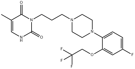 2,4(1H,3H)-Pyrimidinedione, 3-[3-[4-[4-fluoro-2-(2,2,2-trifluoroethoxy)phenyl]-1-piperazinyl]propyl]-5-methyl- 구조식 이미지