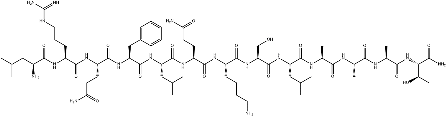 NEURONOSTATIN-13 (MOUSE, RAT), H-LEU-ARG-GLN-PHE-LEU-GLN-LYS-SER-LEU-ALA-ALA-ALA-THR-NH2, TRIFLUOROACETATE 구조식 이미지