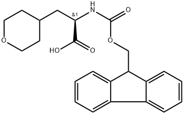 2H-Pyran-4-propanoic acid, α-[[(9H-fluoren-9-ylmethoxy)carbonyl]amino]tetrahydro-, (αR)- Structure