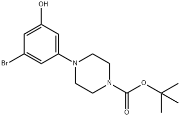 1-Piperazinecarboxylic acid, 4-(3-bromo-5-hydroxyphenyl)-, 1,1-dimethylethyl ester Structure