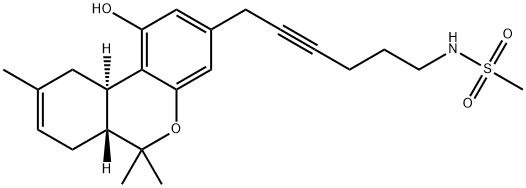 Methanesulfonamide, N-[6-[(6aR,10aR)-6a,7,10,10a-tetrahydro-1-hydroxy-6,6,9-trimethyl-6H-dibenzo[b,d]pyran-3-yl]-4-hexyn-1-yl]- 구조식 이미지